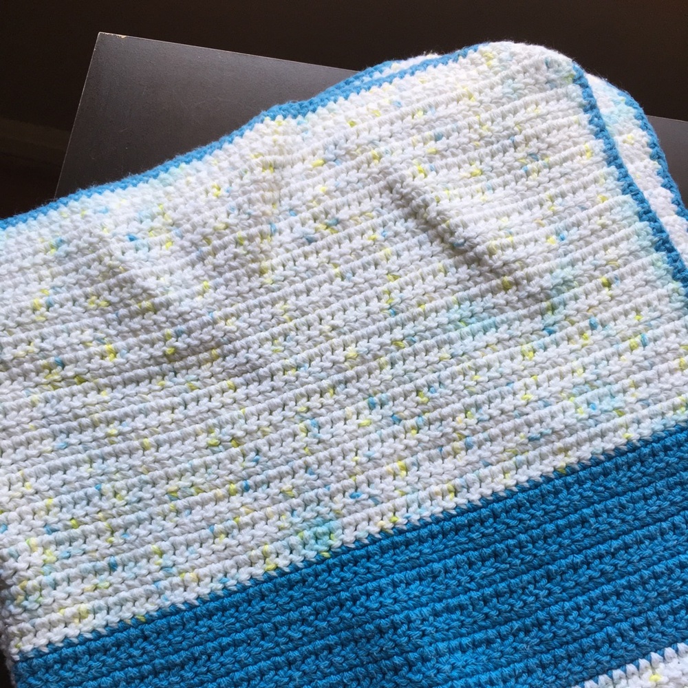 💙💚Knitted baby boy blanket 💚💙